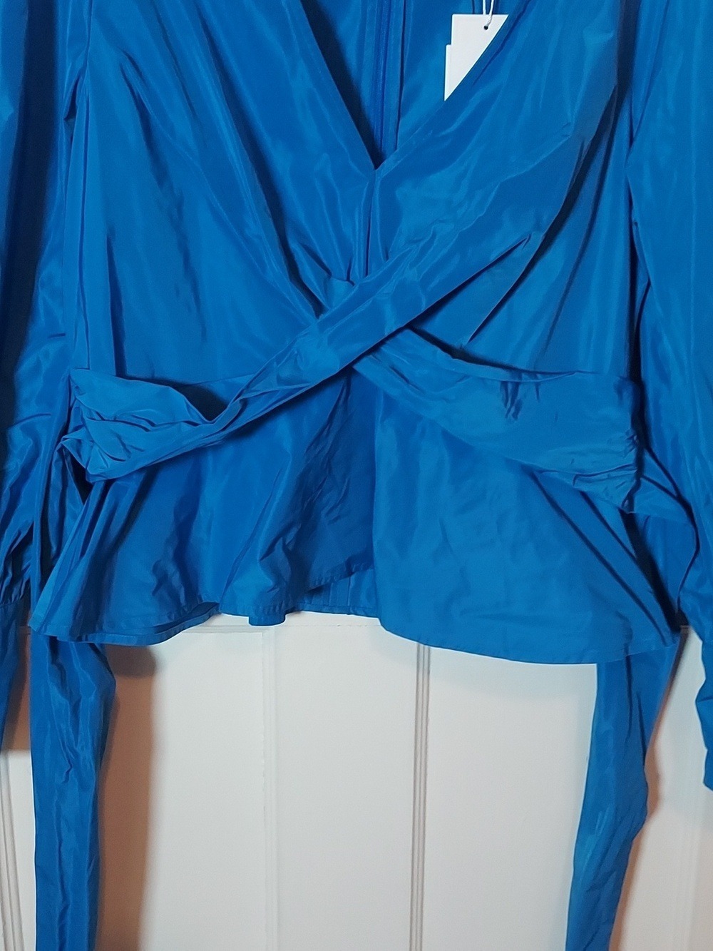 Veronica Beard Seema Long Sleeve Crisscross Blouse In Bluebell Sz 8 - Picture 8 of 16
